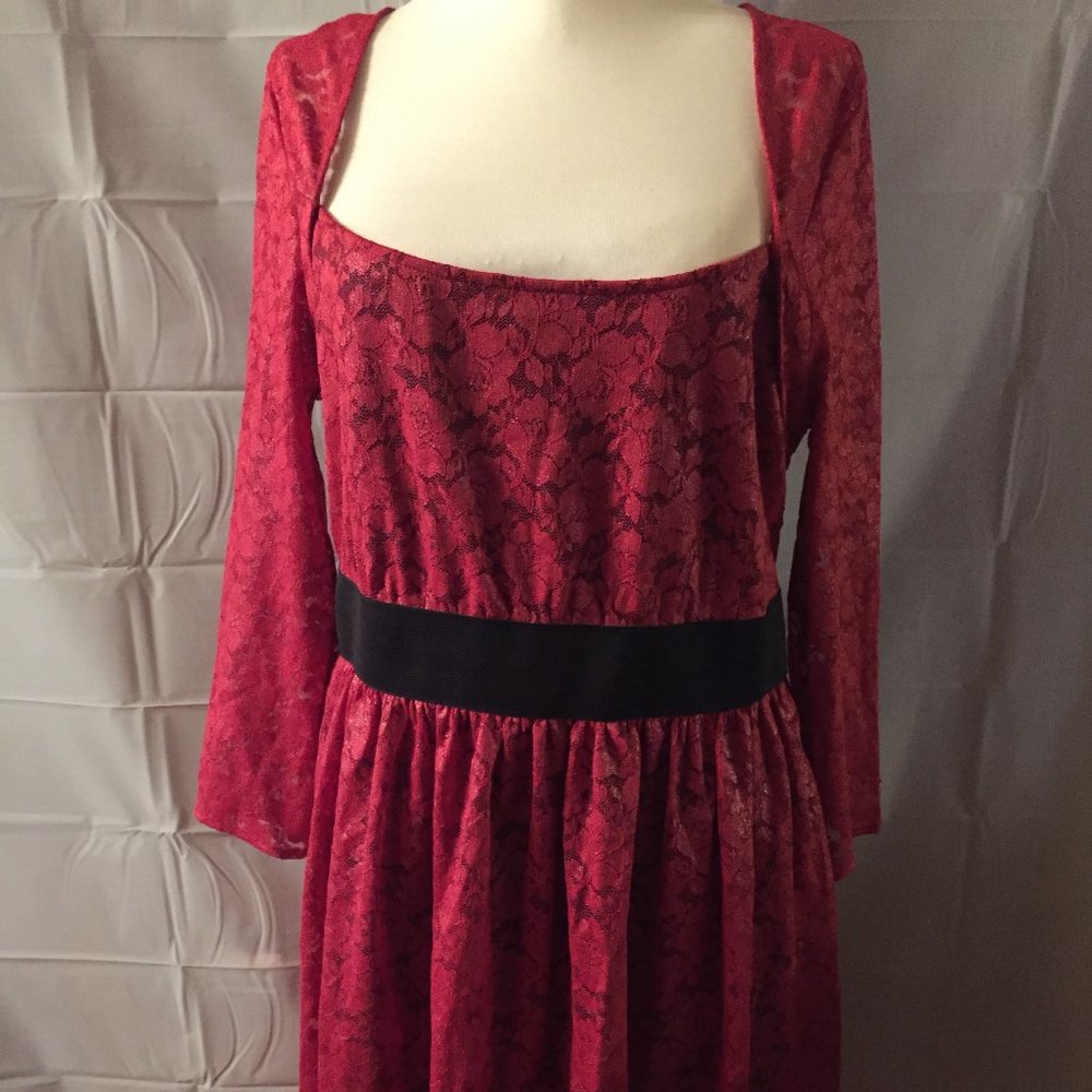 Marc of New York red lace dress with black waist